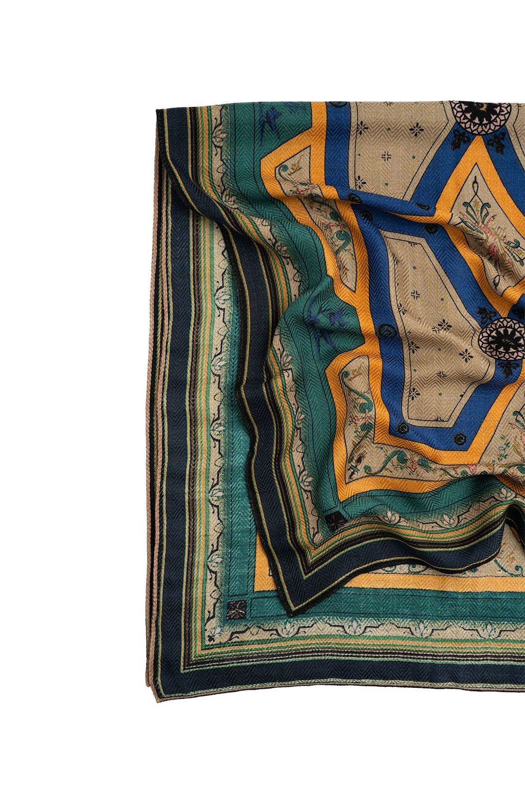 Fleur De Lys Sand Square Wool Scarf - One Hundred Stars