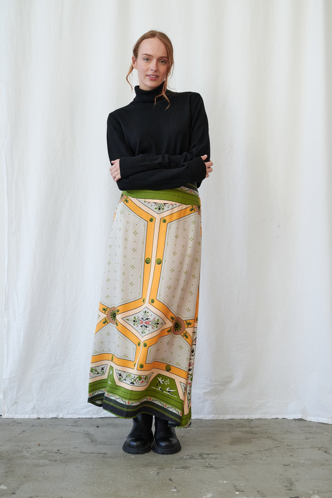 Fleur De Lys Gold A-line Maxi Skirt - One Hundred Stars