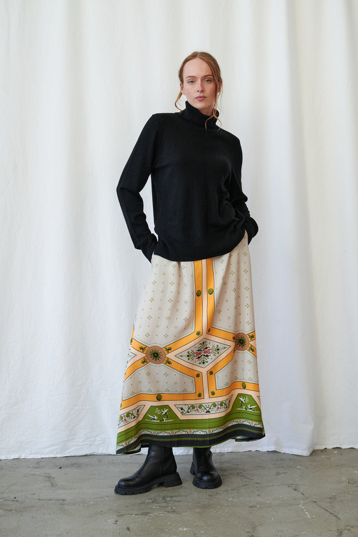 Fleur De Lys Gold A-line Maxi Skirt - One Hundred Stars