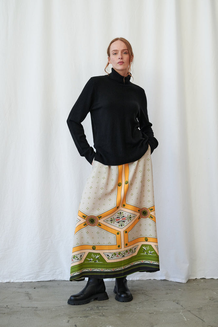 Fleur De Lys Gold A-line Maxi Skirt - One Hundred Stars