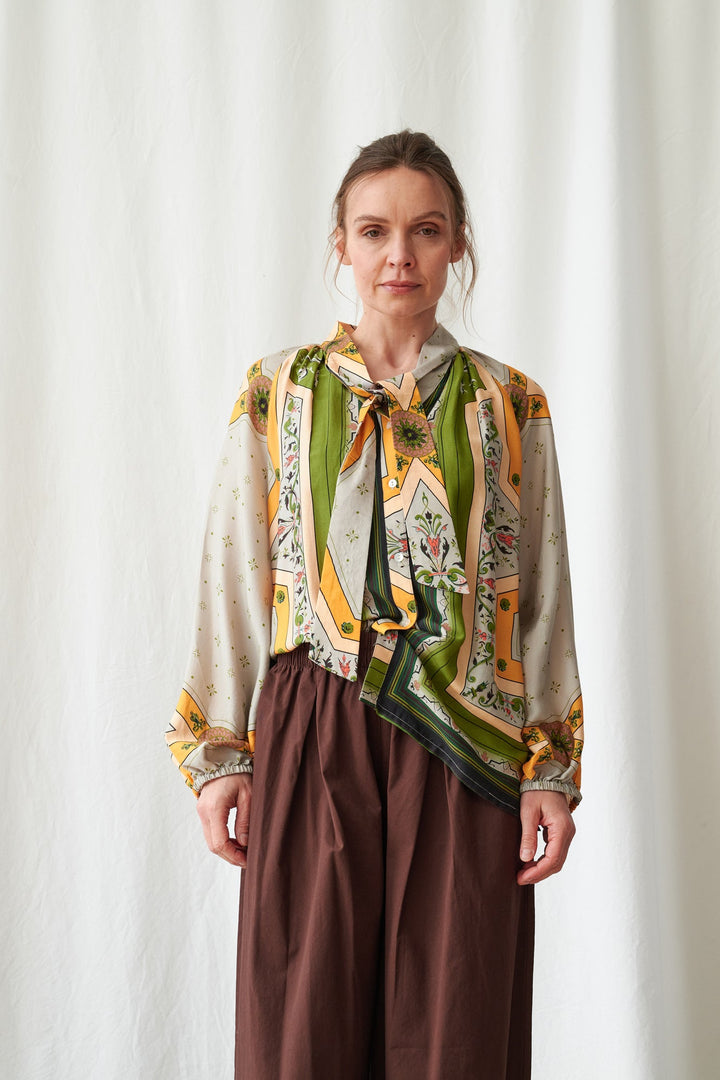 Fleur De Lys Gold Pussybow Blouse - One Hundred Stars