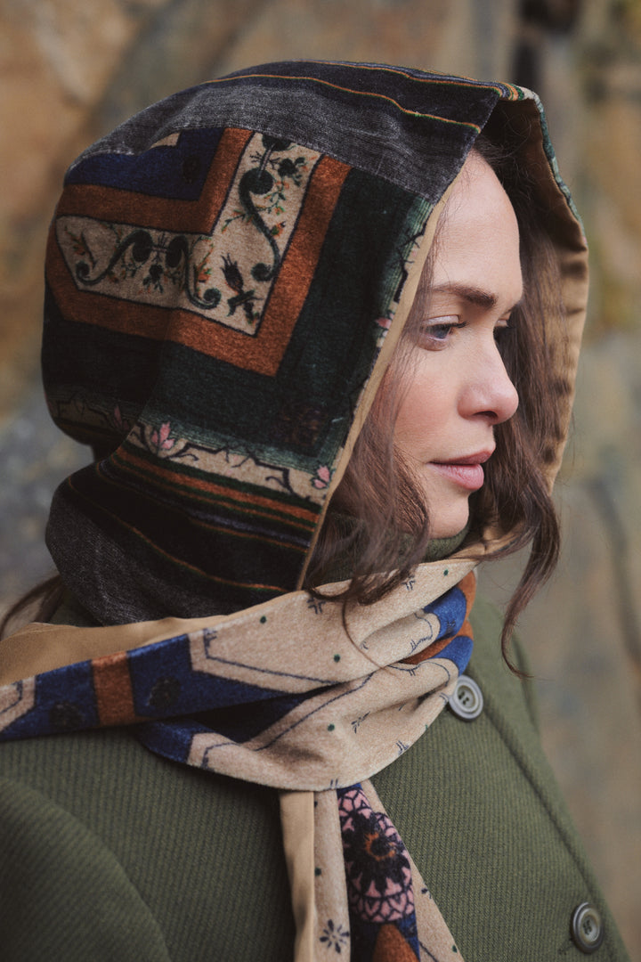 Fleur De Lys Sand Velvet Hood - One Hundred Stars