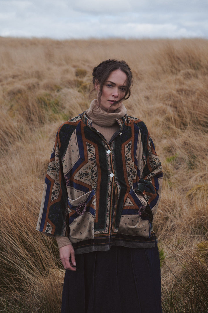 Fleur De Lys Sand Velvet Jacket - One Hundred Stars