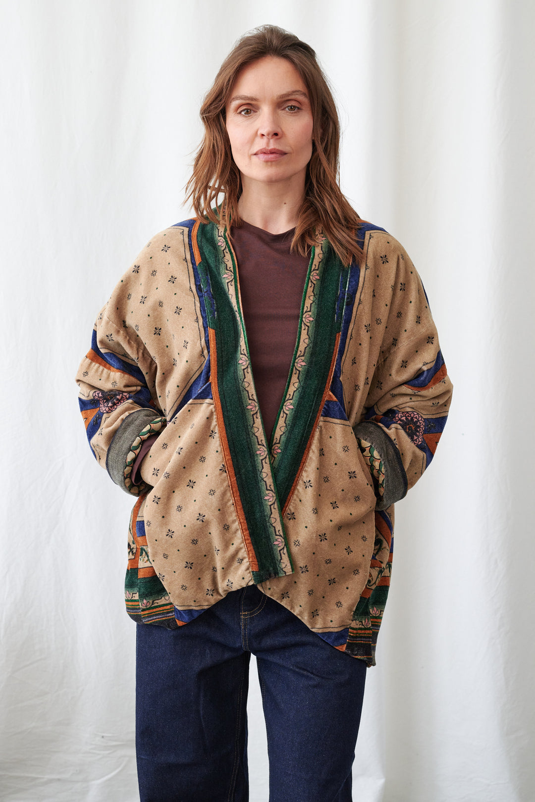 Fleur De Lys Sand Velvet Pocket Jacket - One Hundred Stars