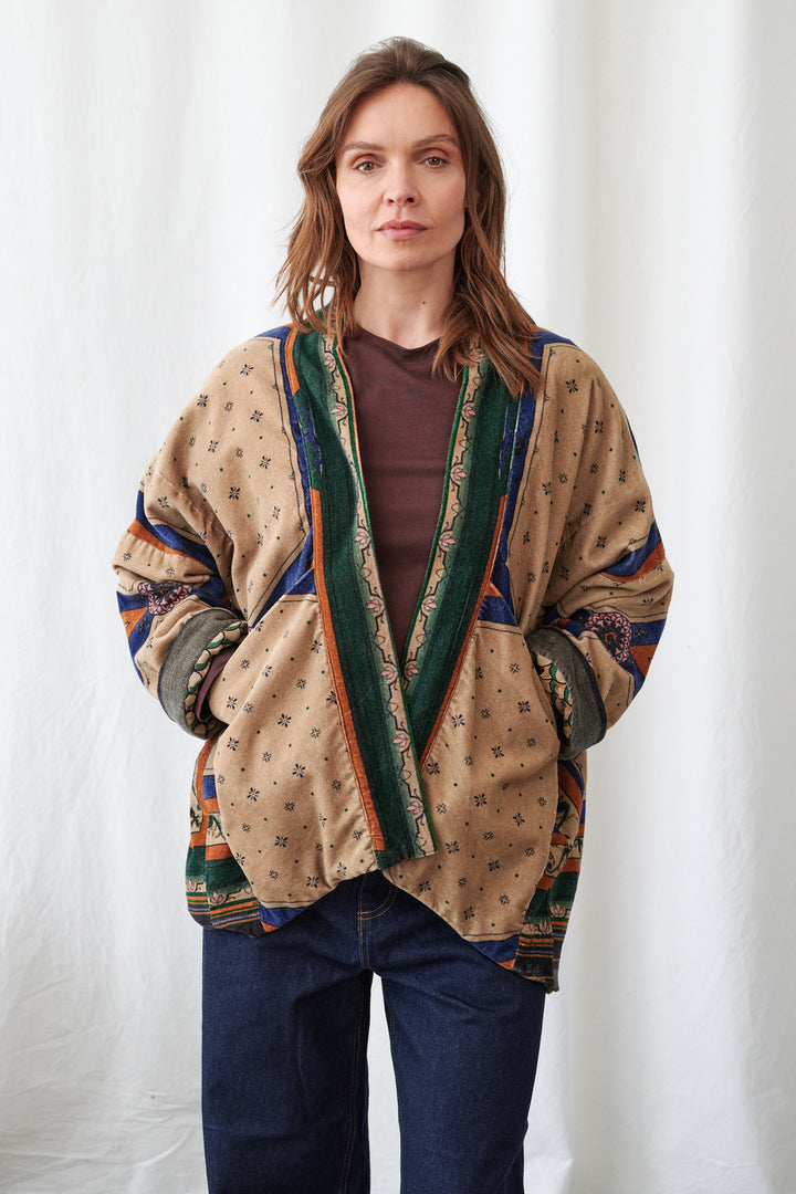 Fleur De Lys Sand Velvet Pocket Jacket - One Hundred Stars