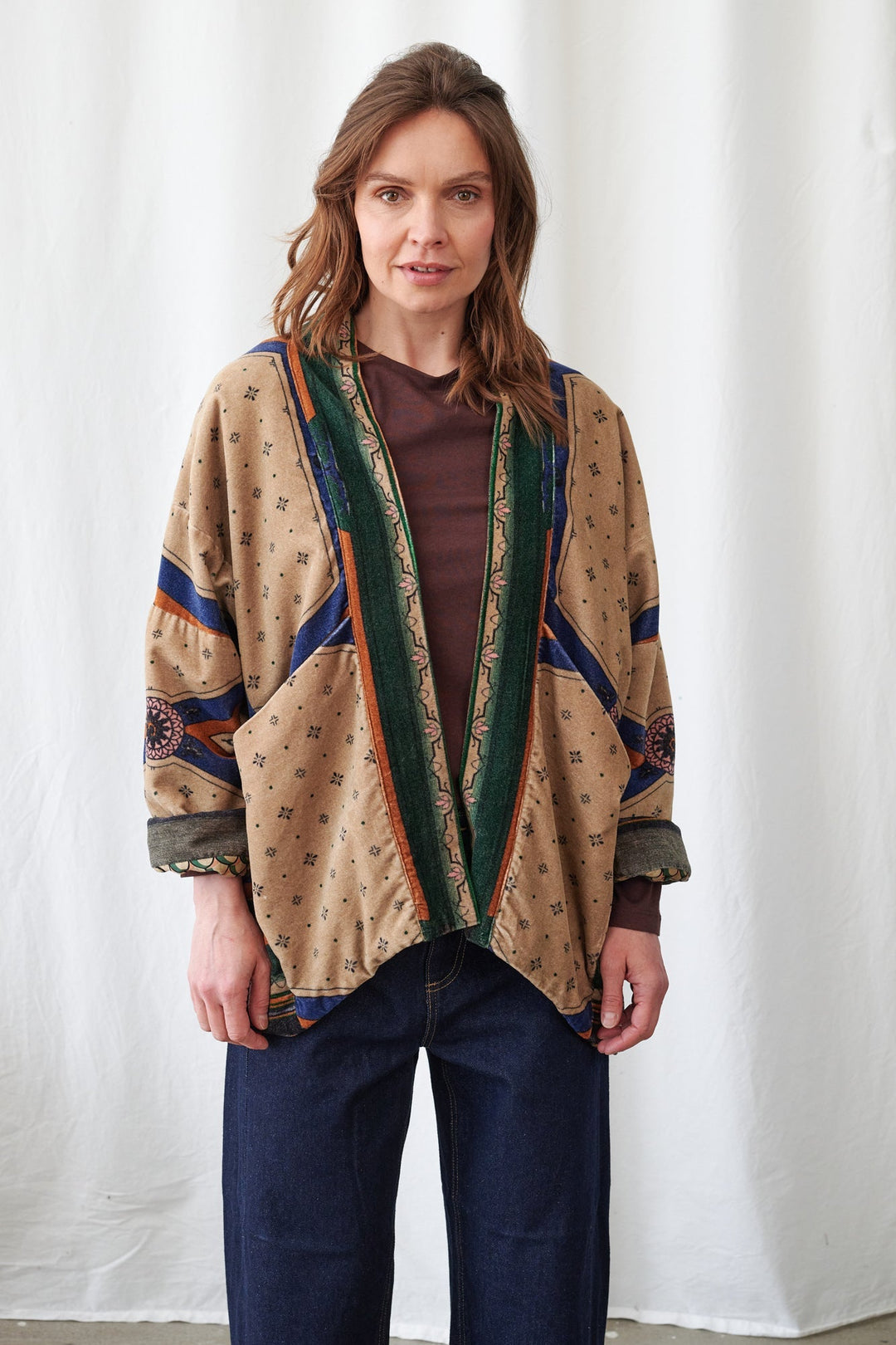 Fleur De Lys Sand Velvet Pocket Jacket - One Hundred Stars