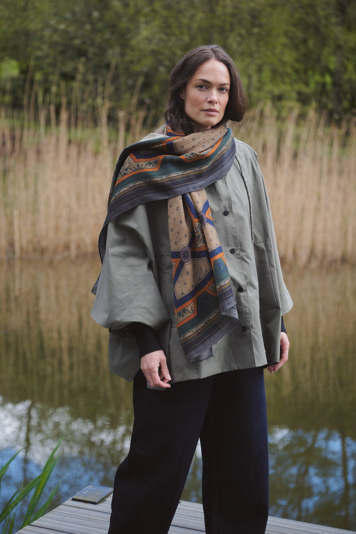 Fleur De Lys Sand Wool Scarf - One Hundred Stars
