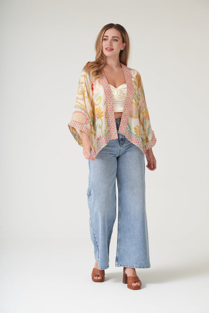 Giant Kantha Lime Kimono - One Hundred Stars