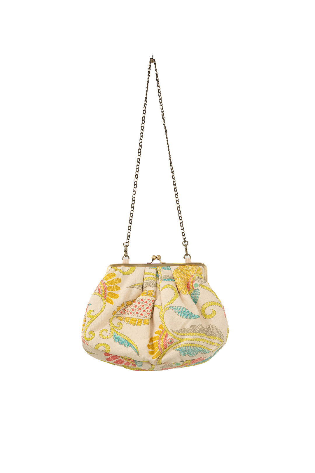 Giant Kantha Lime Lock Clutch Bag - One Hundred Stars