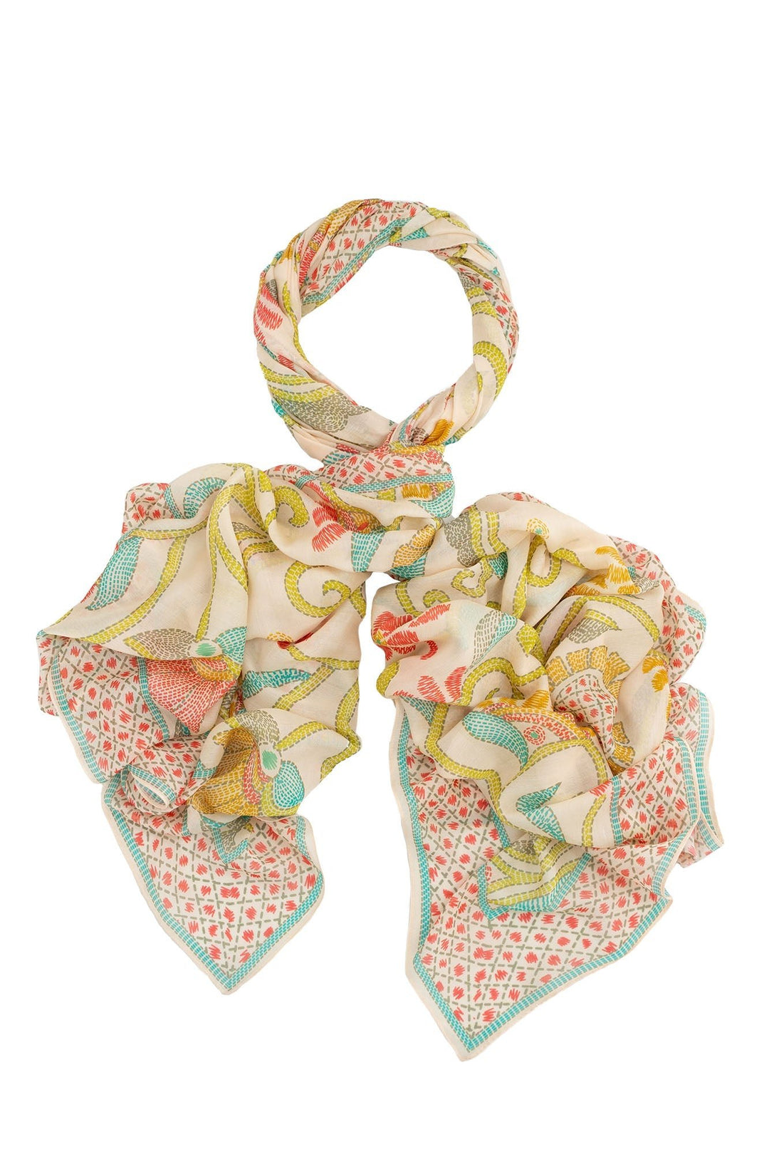 Giant Kantha Lime Scarf - One Hundred Stars