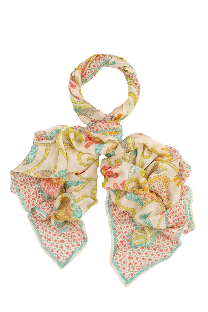 Giant Kantha Lime Scarf - One Hundred Stars