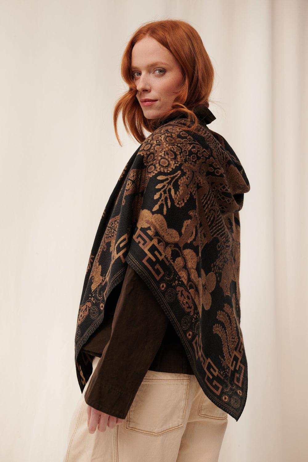 Giant Willow Black Wool/Silk Square Scarf - One Hundred Stars