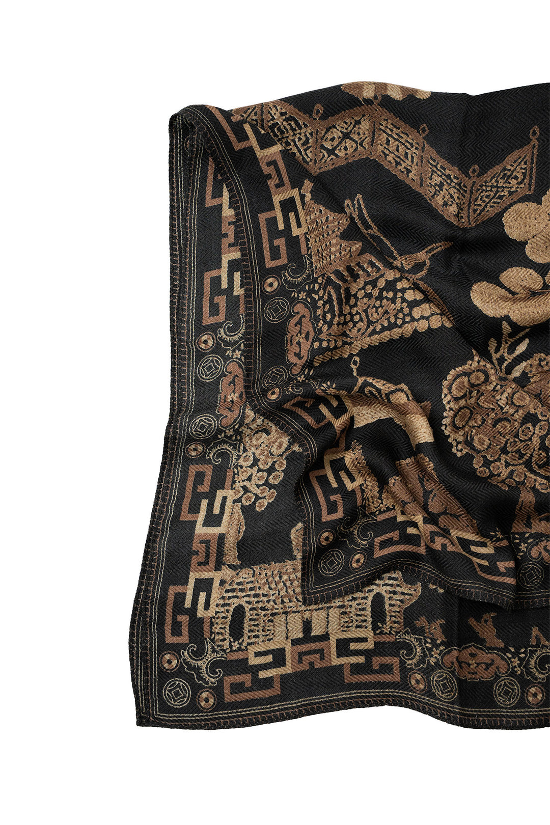 Giant Willow Black Square Wool Scarf - One Hundred Stars