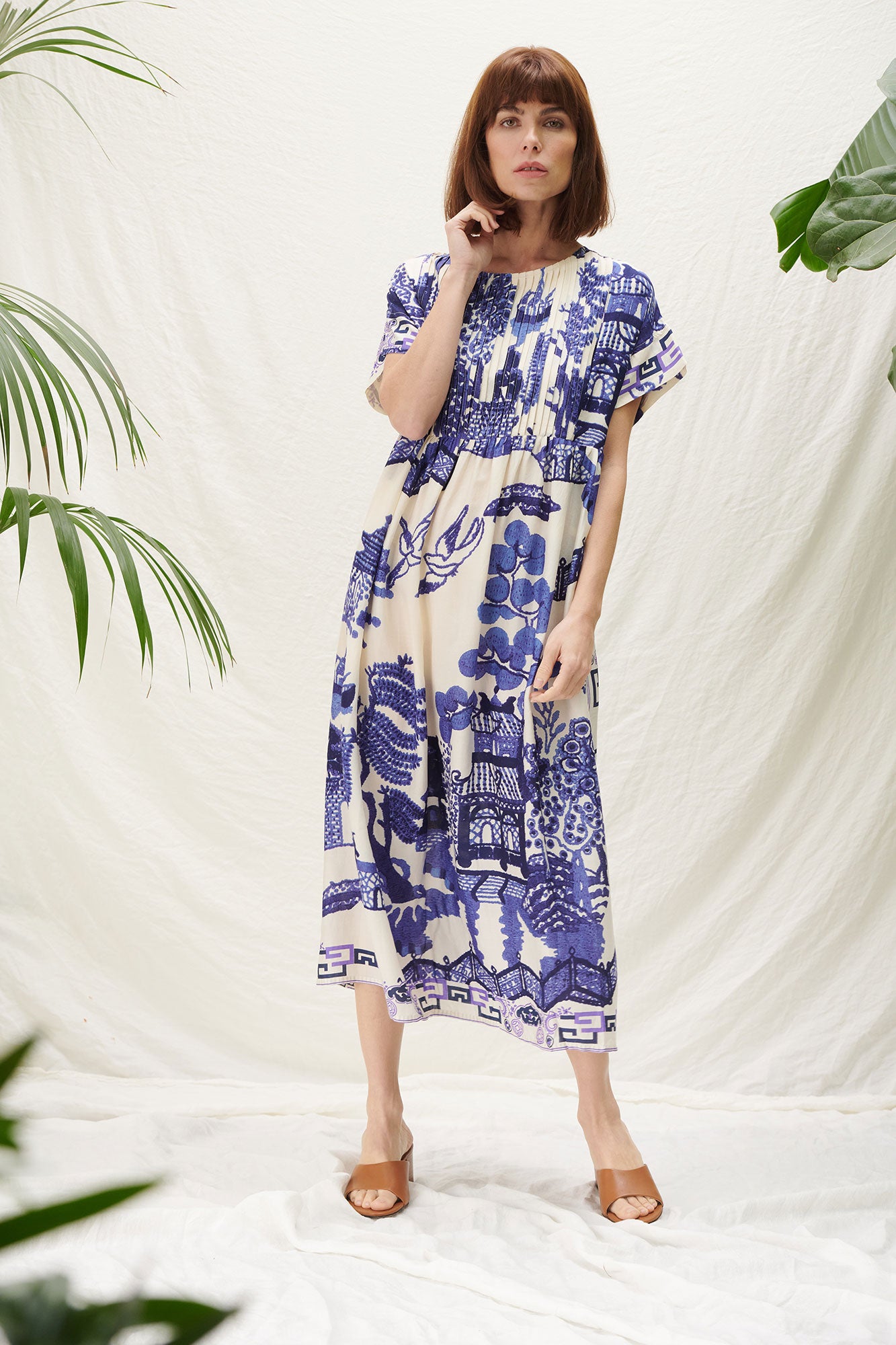 Long blue outlet shirt dress