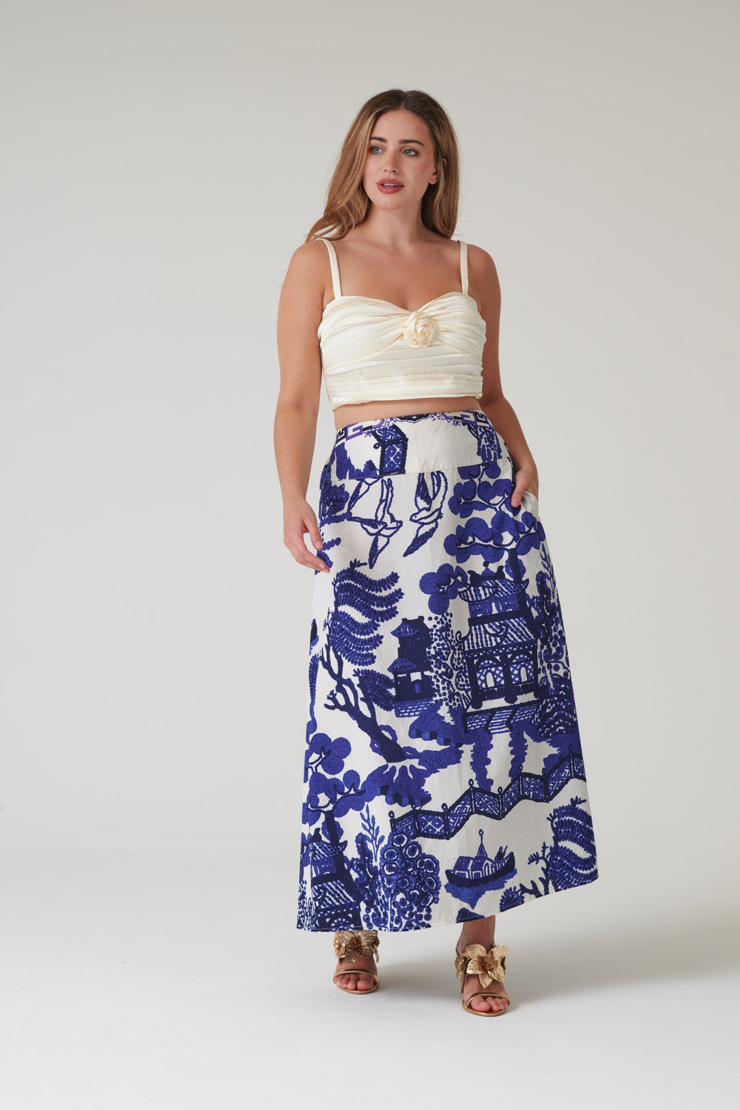 Giant Willow Blue A - line Maxi Skirt - One Hundred Stars