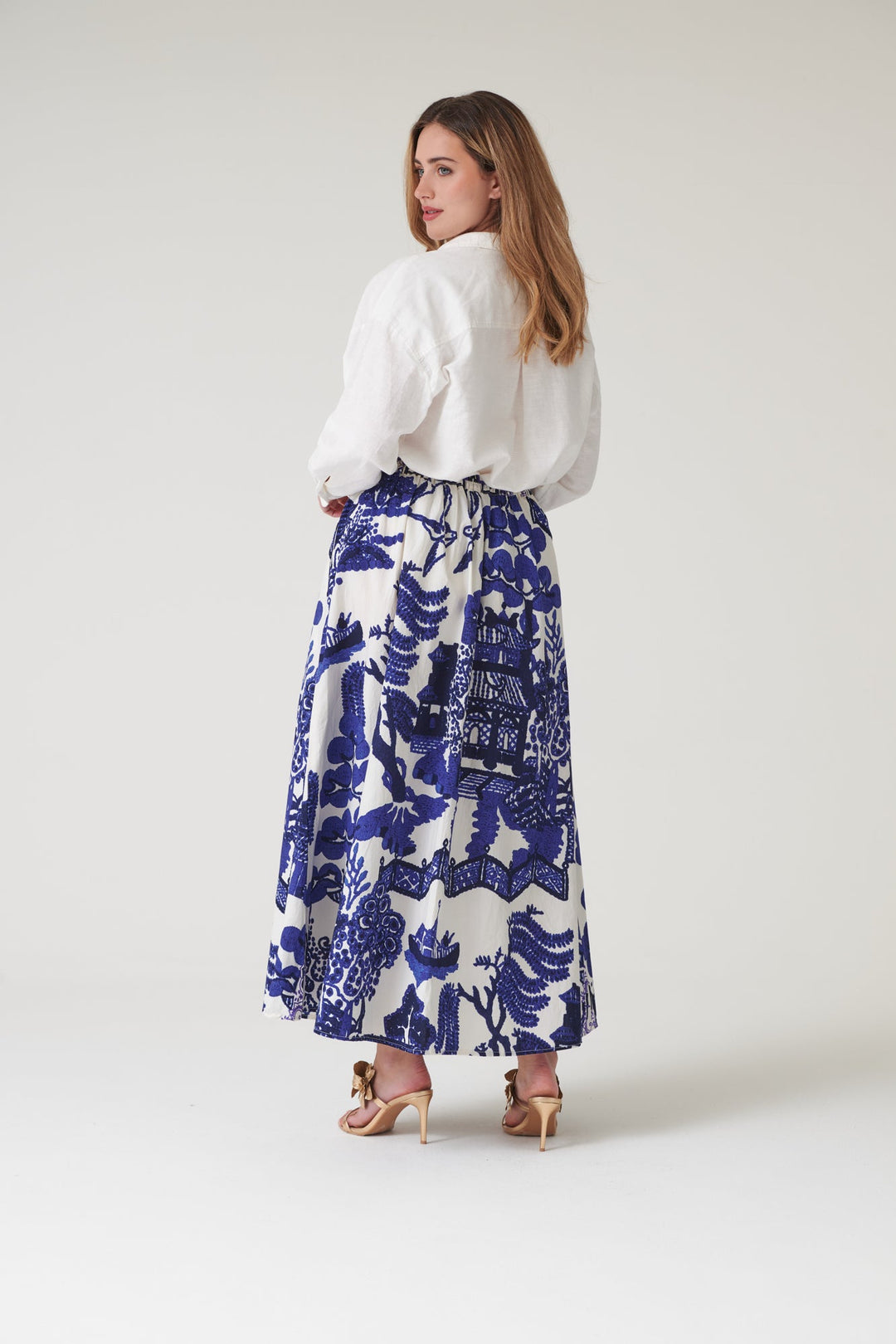 Giant Willow Blue A - line Maxi Skirt - One Hundred Stars