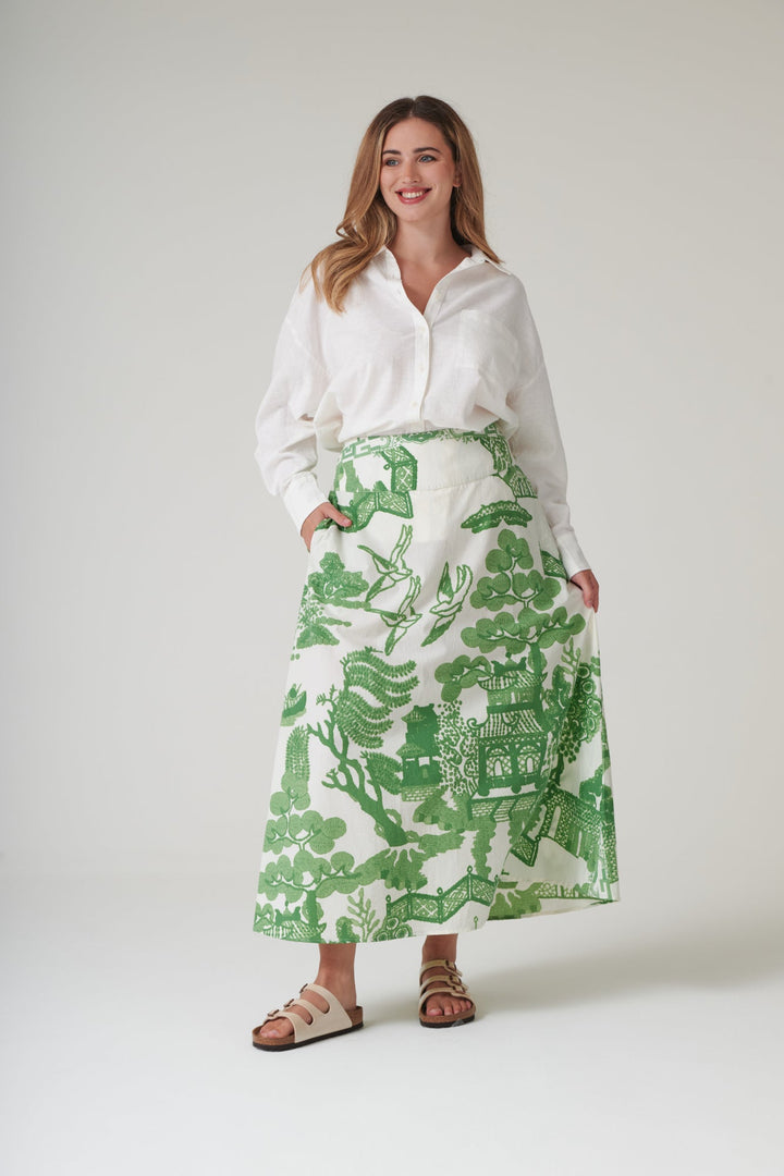 Giant Willow Green A - line Maxi Skirt - One Hundred Stars
