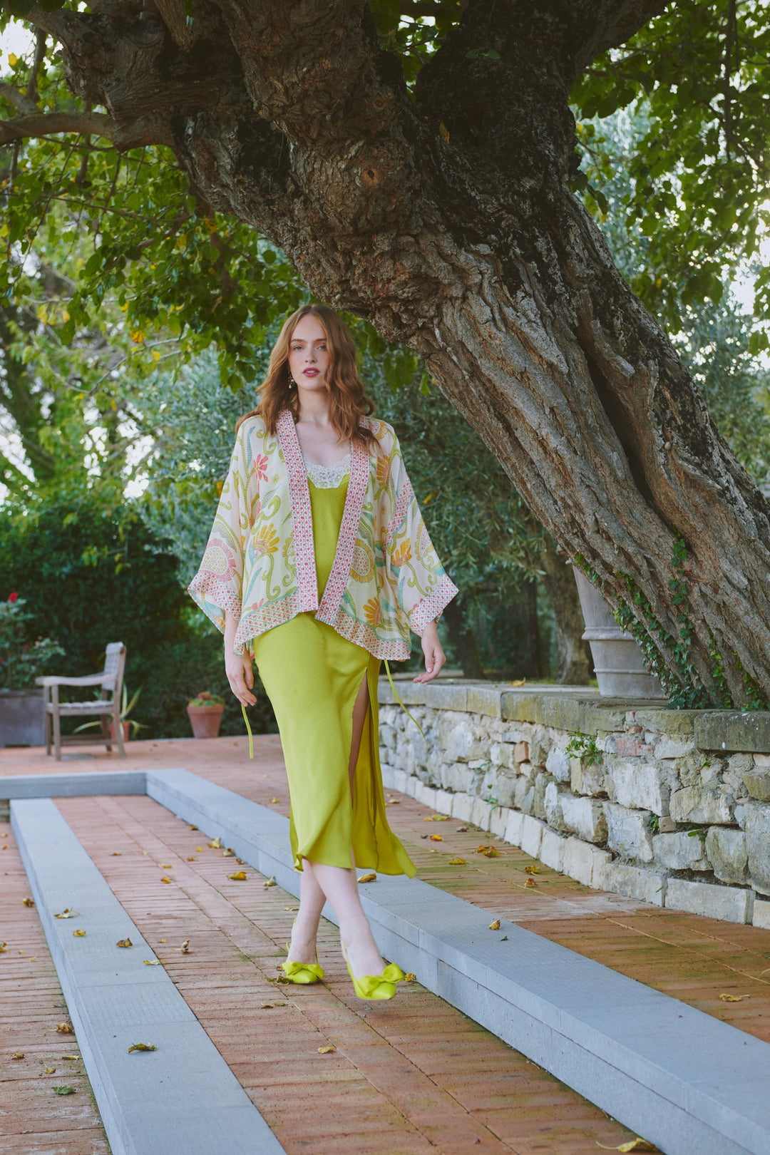 Giant Kantha Lime Kimono - One Hundred Stars