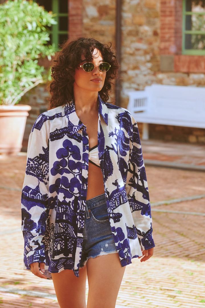Giant Willow Blue Oversized Shirt - One Hundred Stars