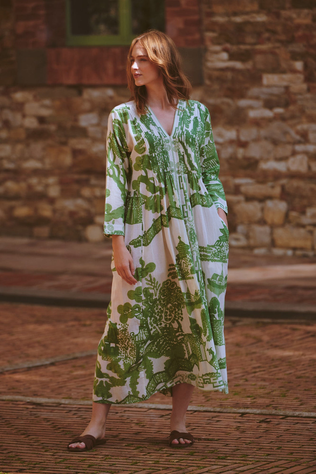 Giant Willow Green Pinch Pleat Dress - One Hundred Stars