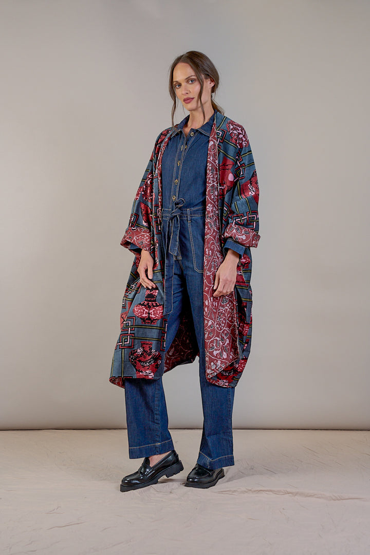 Ginger Jar Grey Velvet Grande Kimono