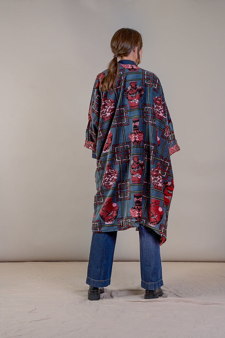 Ginger Jar Grey Velvet Grande Kimono