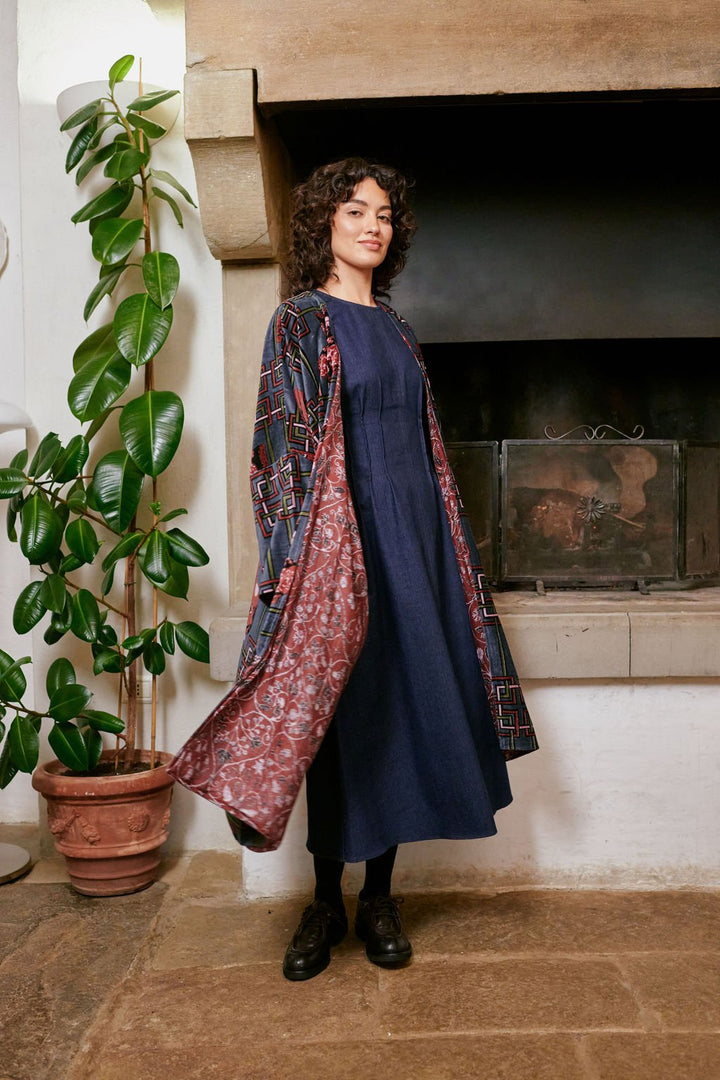 Ginger Jar Grey Velvet Grande Kimono - One Hundred Stars