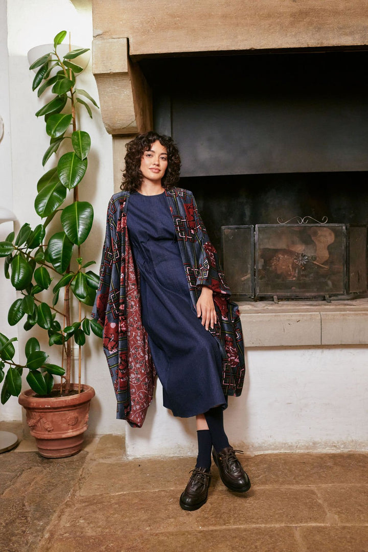 Ginger Jar Grey Velvet Grande Kimono - One Hundred Stars