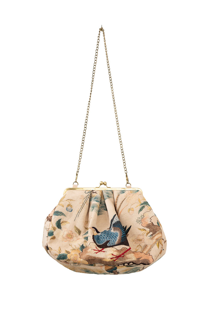 Hummingbird Nude Kiss Lock Clutch Bag