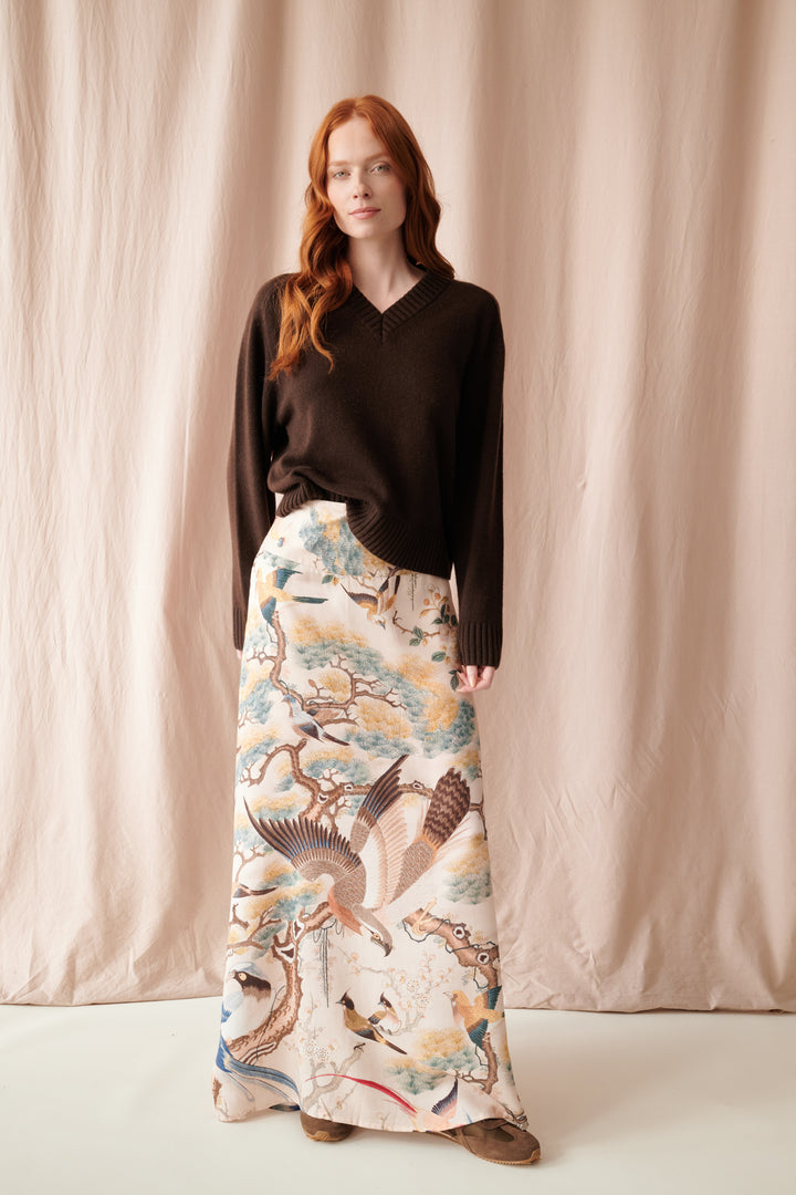 Hummingbird Nude A-line Maxi Skirt - One Hundred Stars