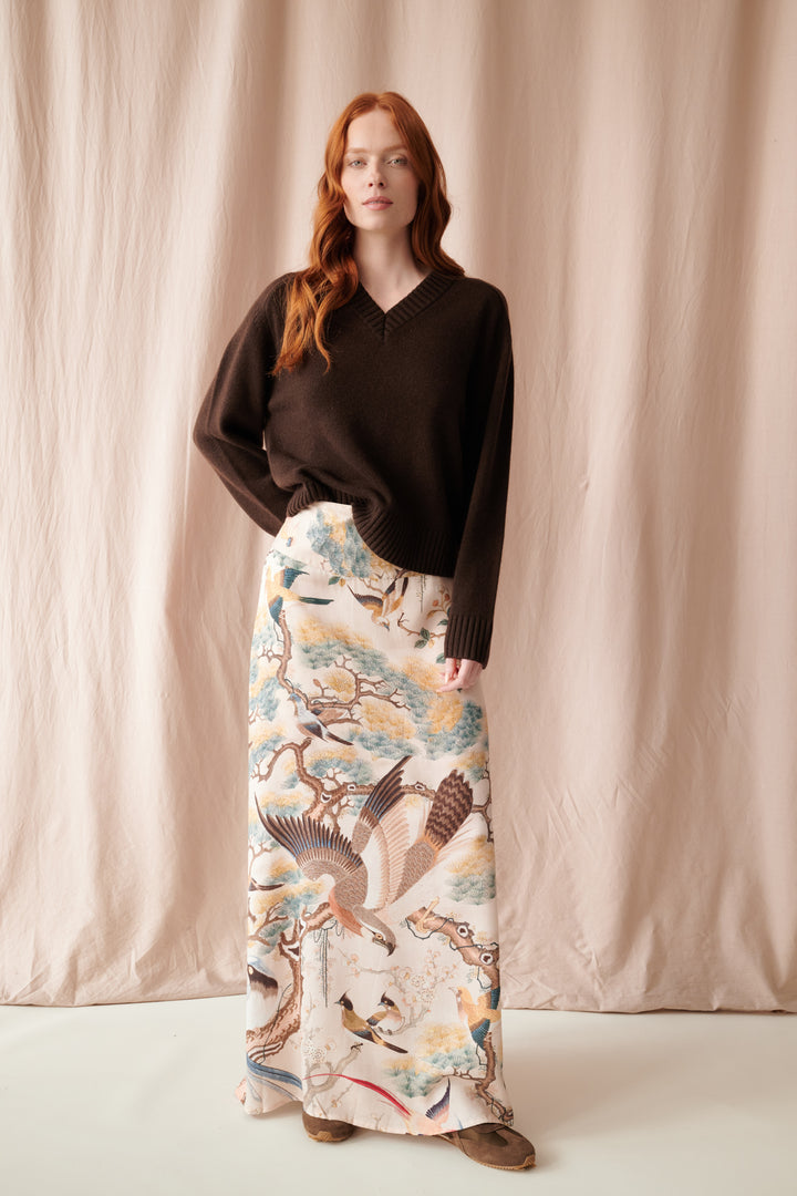 Hummingbird Nude A-line Maxi Skirt - One Hundred Stars