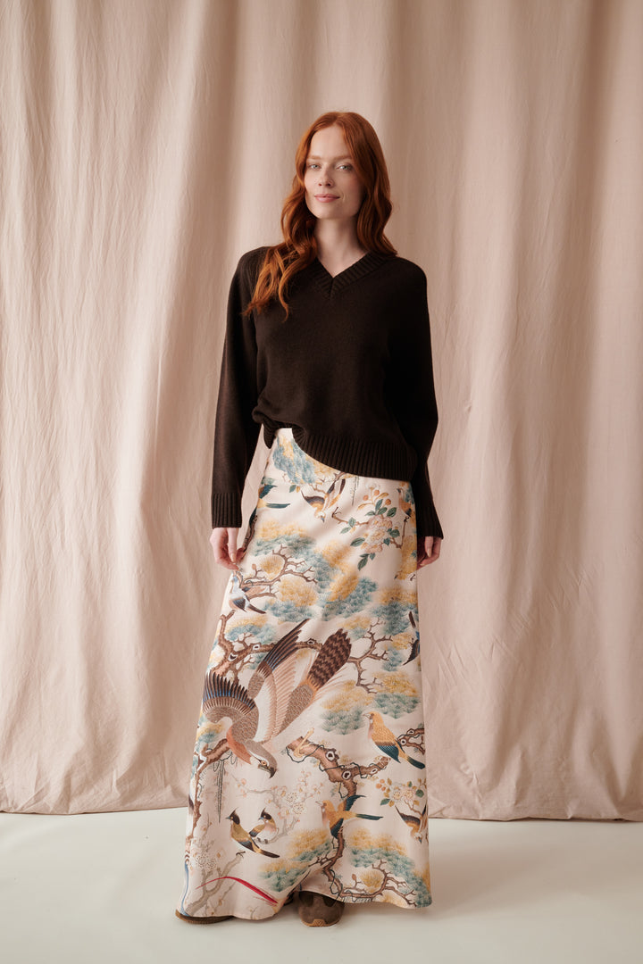 Hummingbird Nude A-line Maxi Skirt - One Hundred Stars