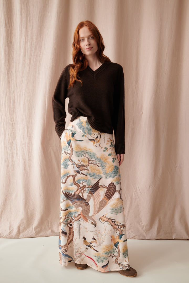 Hummingbird Nude A-line Maxi Skirt - One Hundred Stars