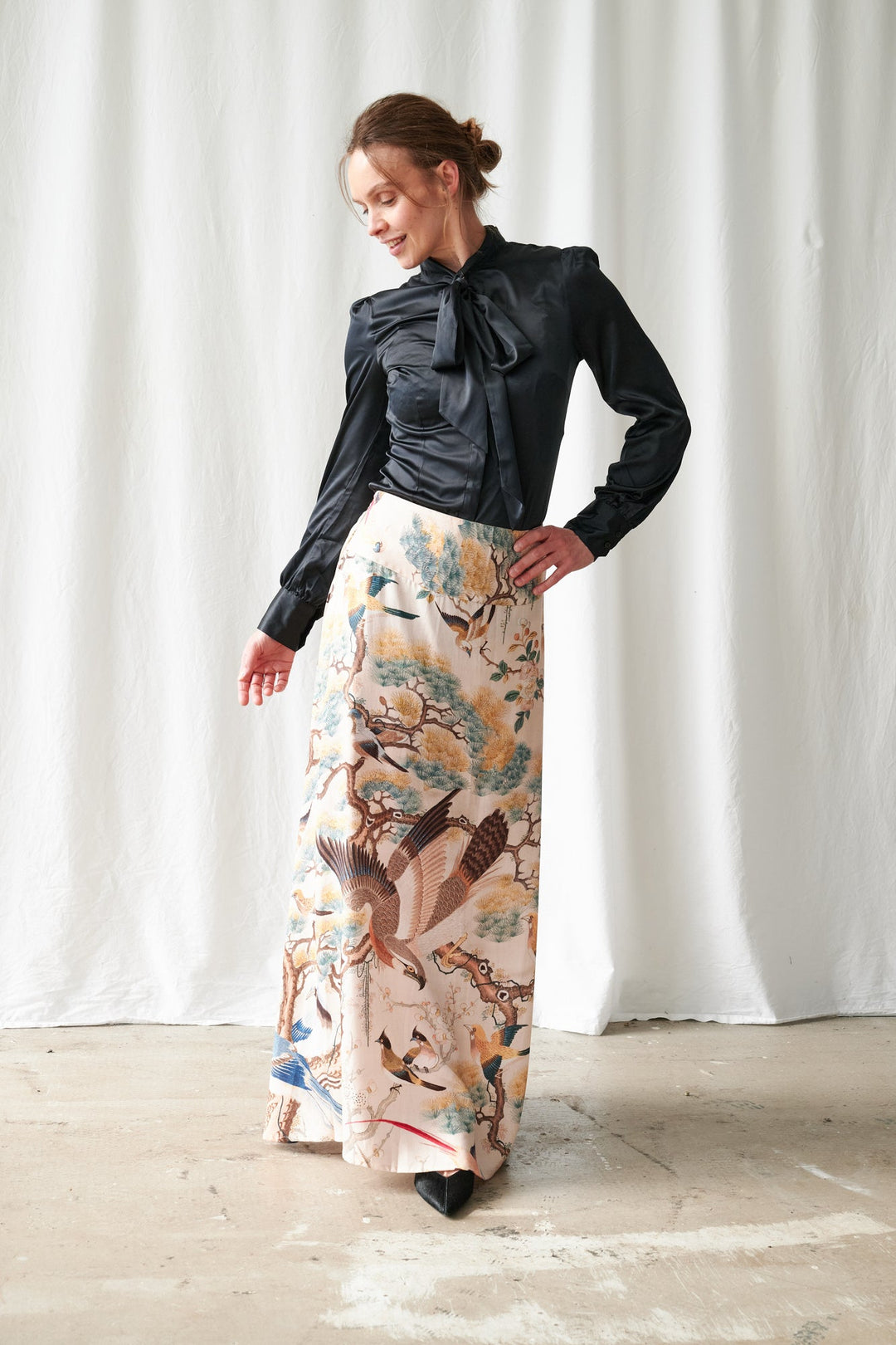Hummingbird Nude A-line Maxi Skirt - One Hundred Stars