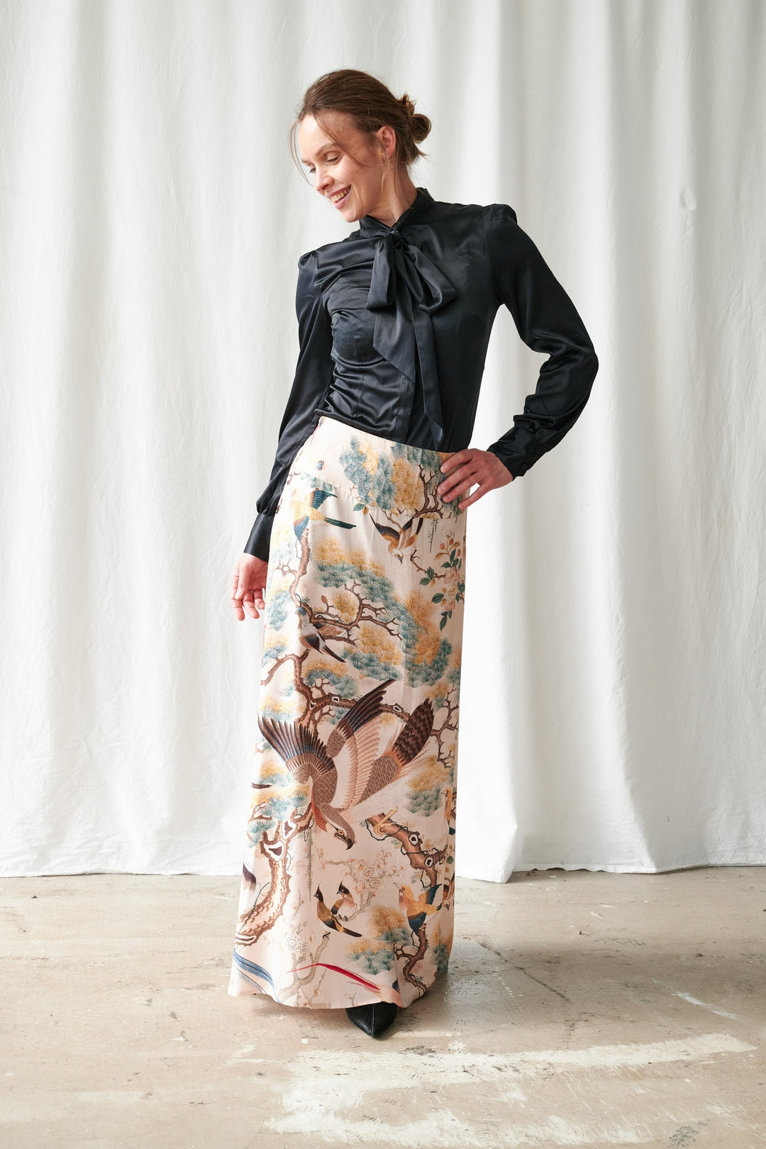 Hummingbird Nude A-line Maxi Skirt - One Hundred Stars