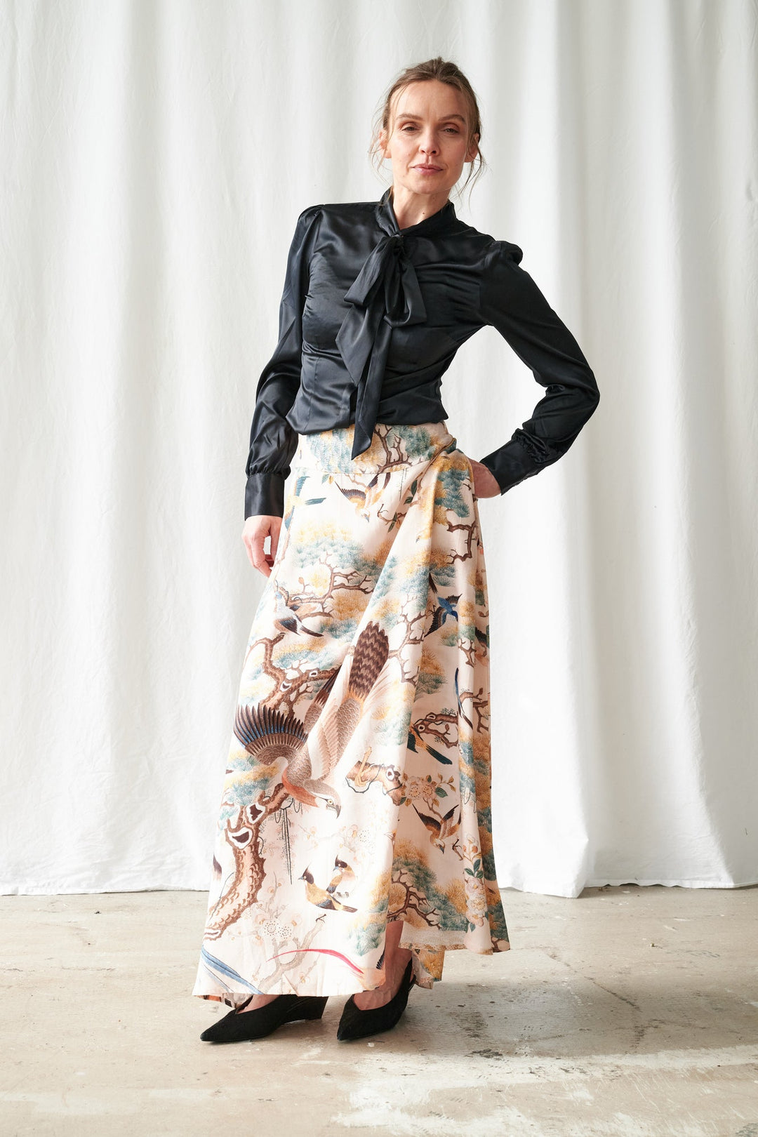 Hummingbird Nude A-line Maxi Skirt - One Hundred Stars