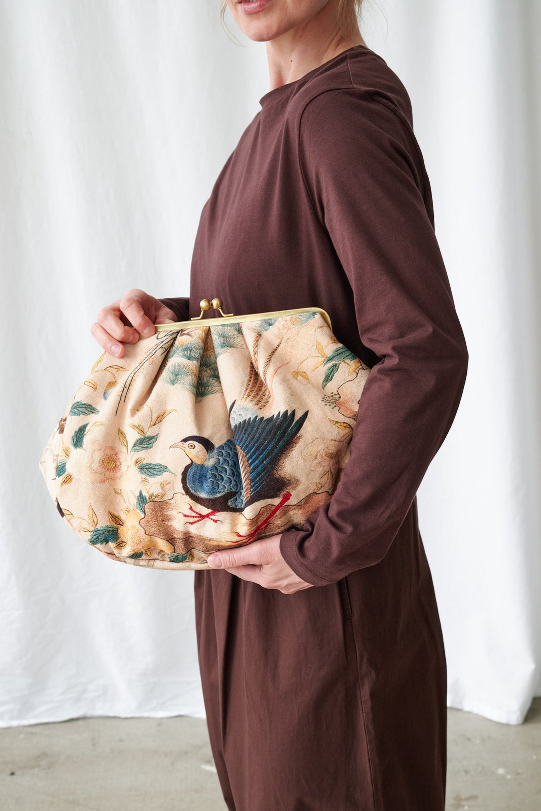 Hummingbird Nude Kiss Lock Clutch Bag