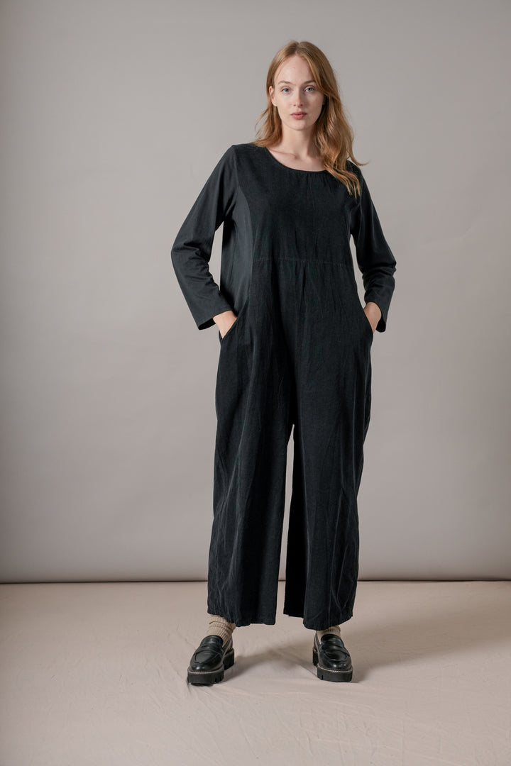 Black Needlecord Jumpsuit - One Hundred Stars