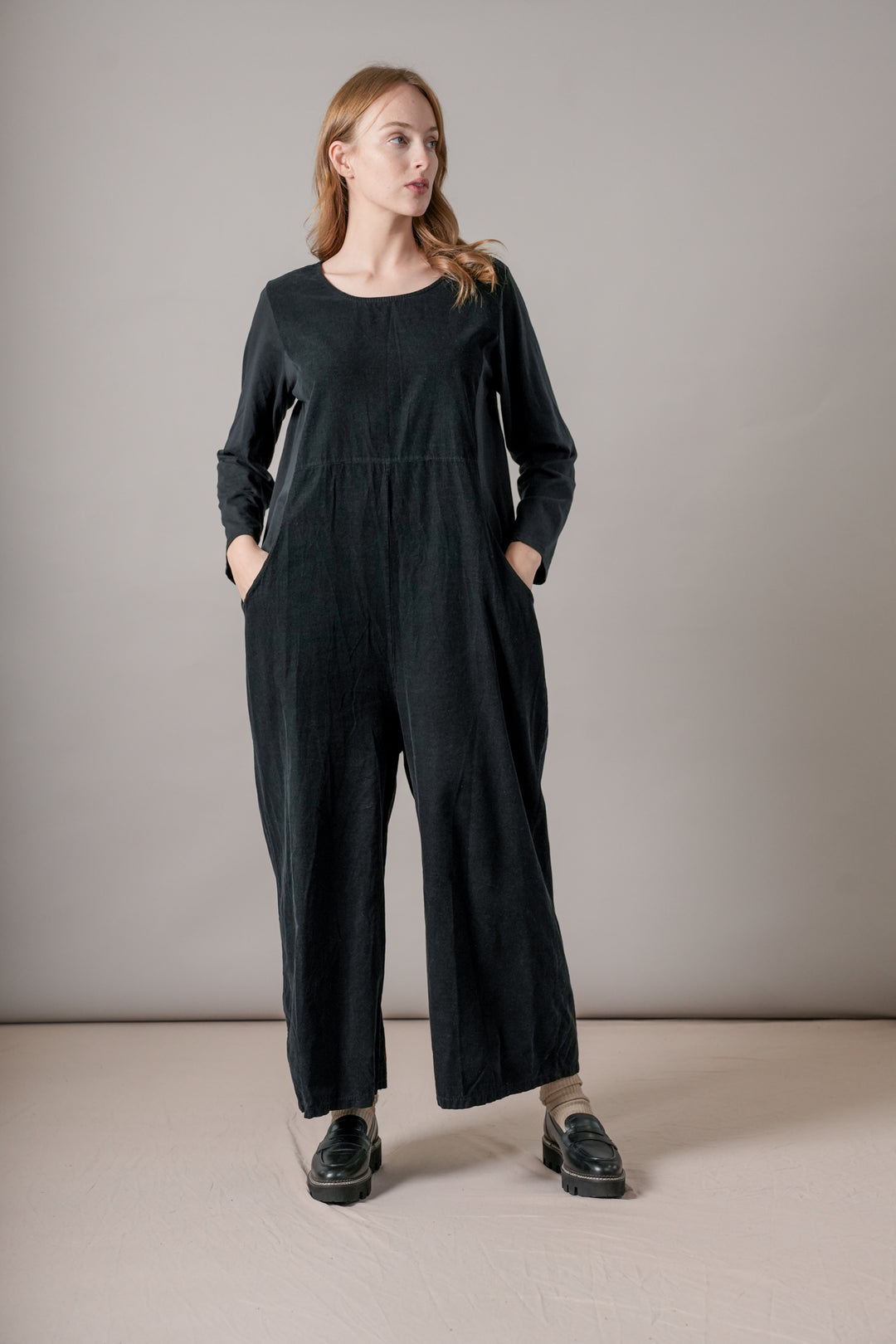 Black Needlecord Jumpsuit - One Hundred Stars