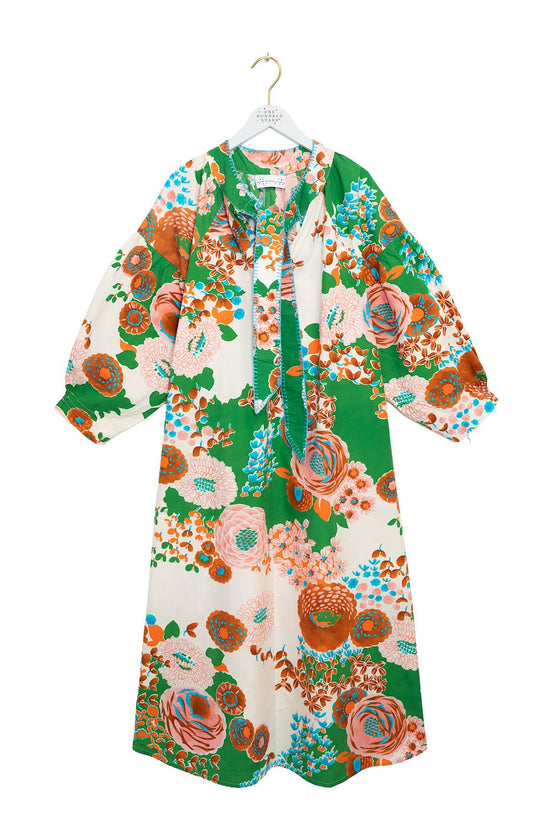 Kitsch Bouquet Green Tie Dress