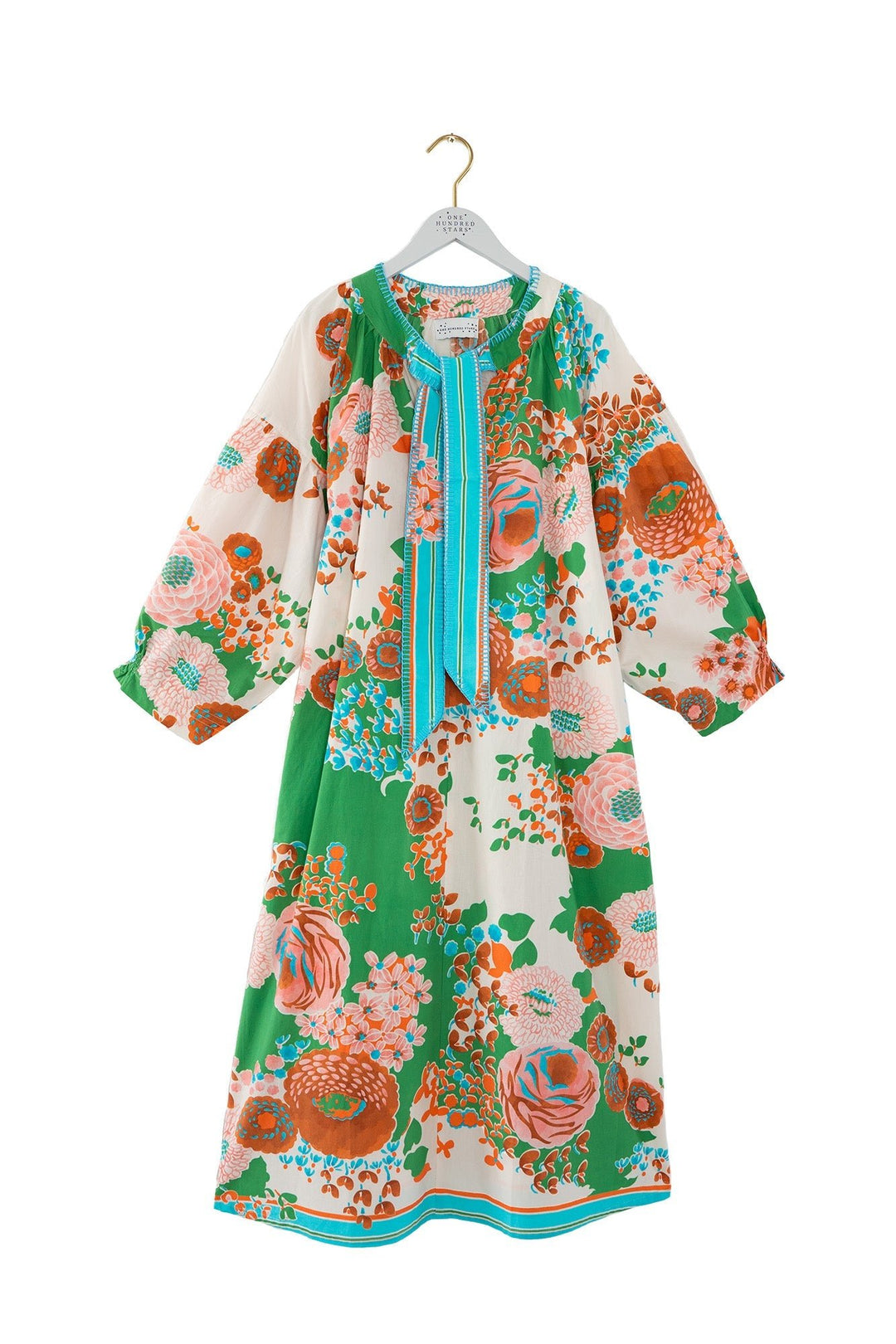 Kitsch Bouquet Green Tie Dress - One Hundred Stars