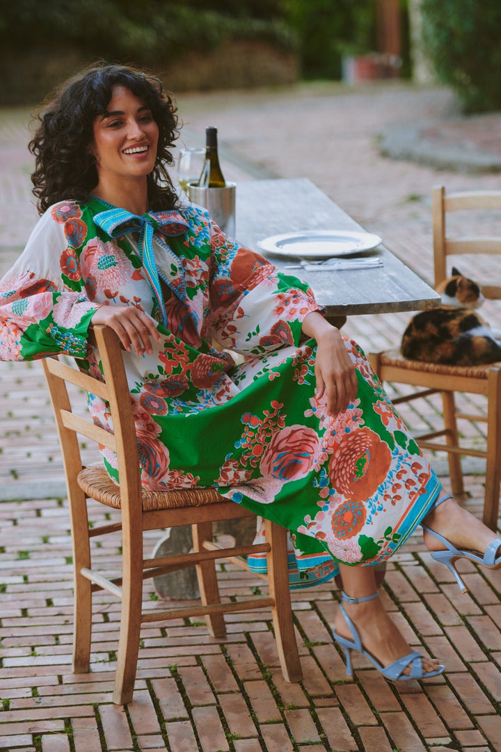 Kitsch Bouquet Green Tie Dress - One Hundred Stars