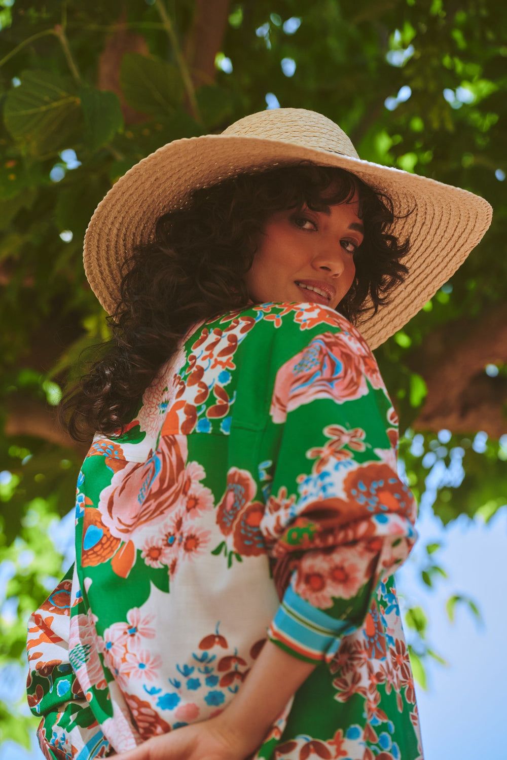 Kitsch Bouquet Green Oversized Shirt - One Hundred Stars