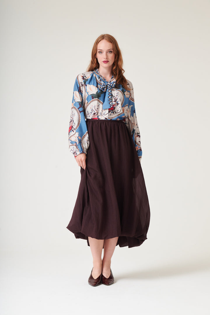 Magnolia Plates Blue PussyBow Blouse - One Hundred Stars