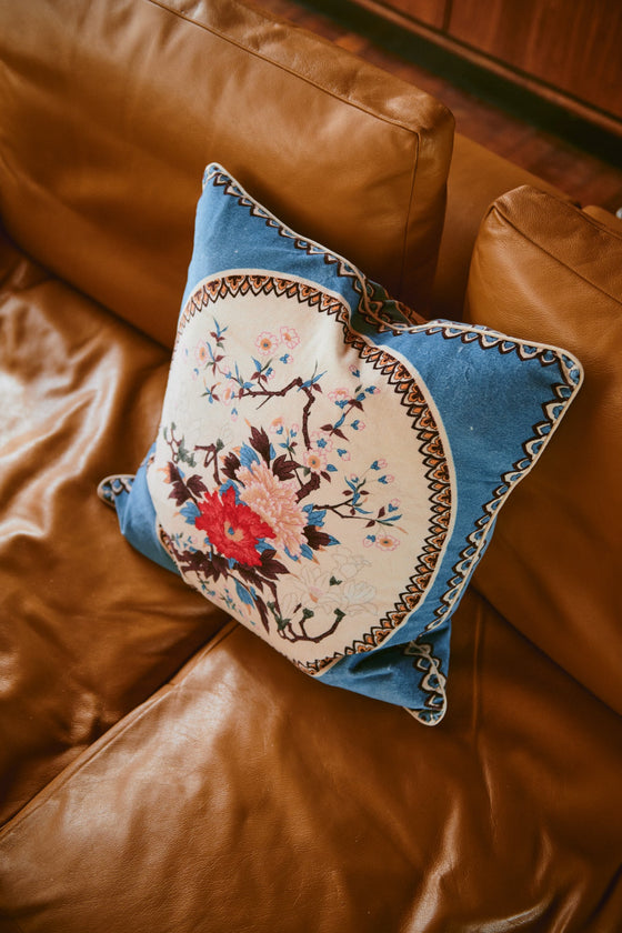Magnolia Plates Blue Cushion
