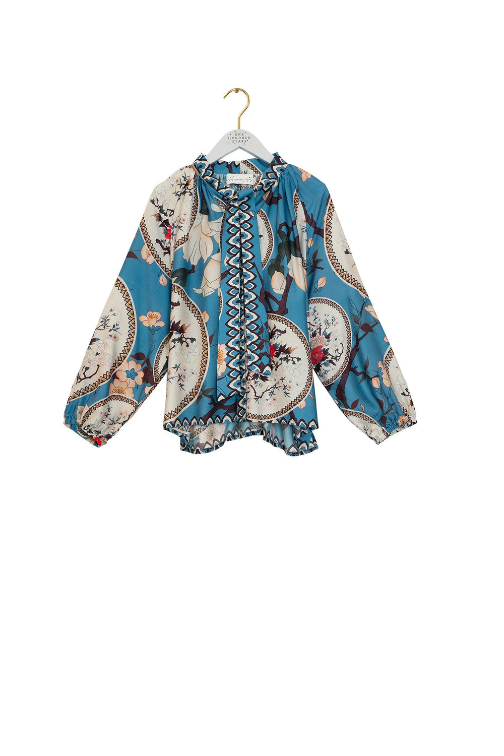 Magnolia Plates Blue Pussy Bow Blouse - One Hundred Stars