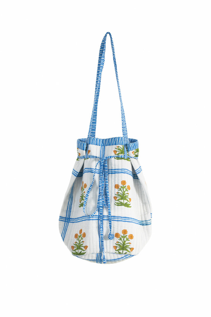 Marigold Check Ivory Cotton Vanity Bag