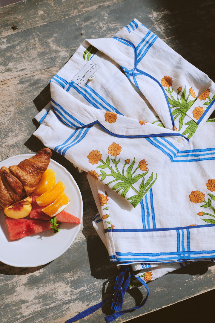 Marigold Check Ivory Cotton Pyjama Set