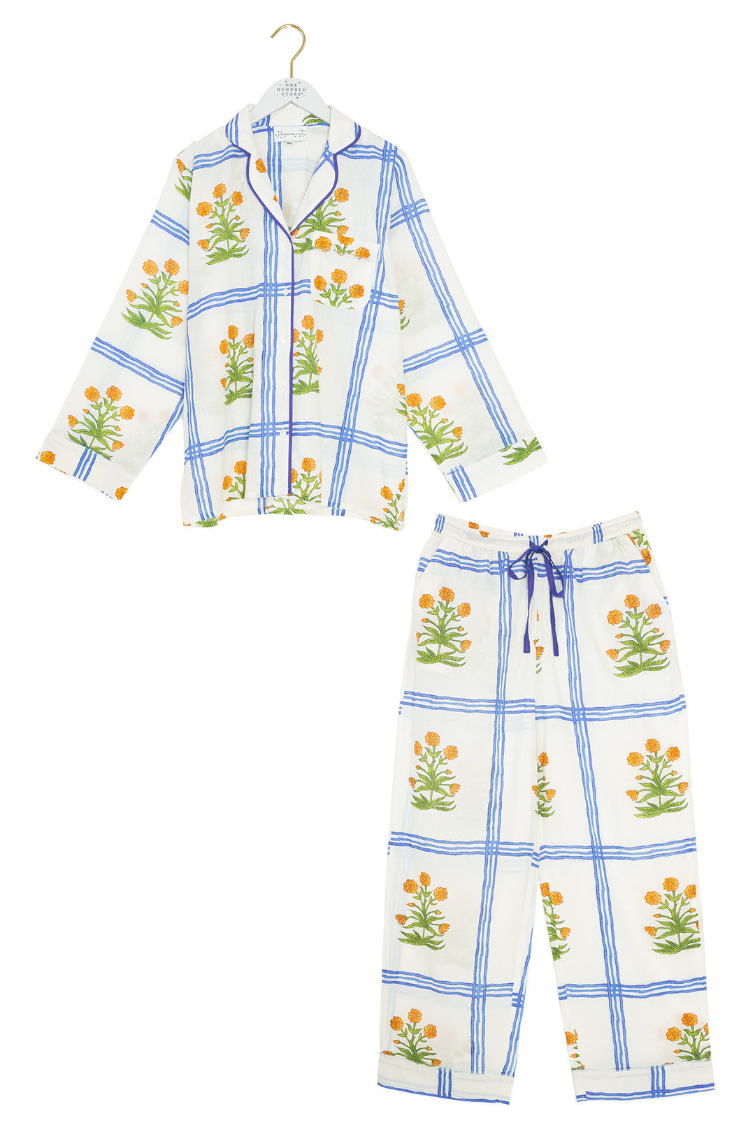 Marigold Check Ivory Cotton Pyjama Set