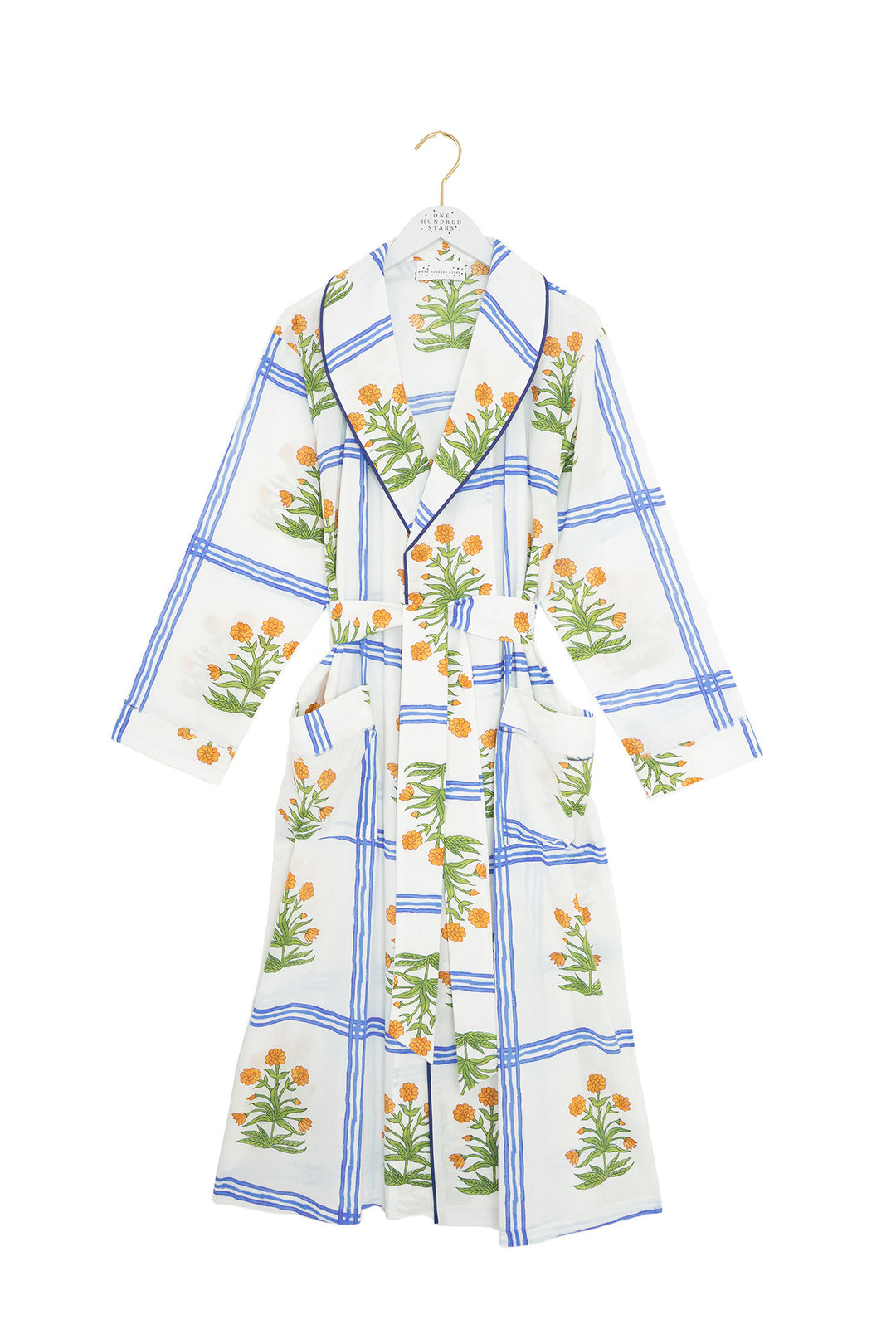 Marigold Check Ivory Cotton Gown